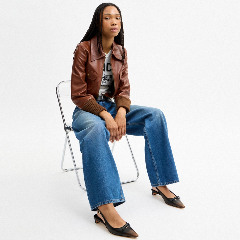 Coach Outlet Bow Slingback Heel In Loved Leather - Preorder