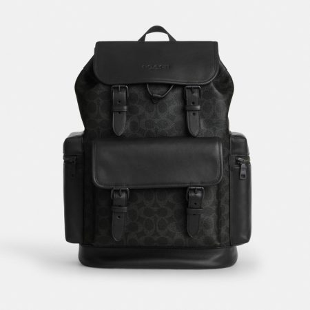 Coach Outlet Sprint Backpack In Signature Canvas - Preorder — Matte Black/Black Signature
