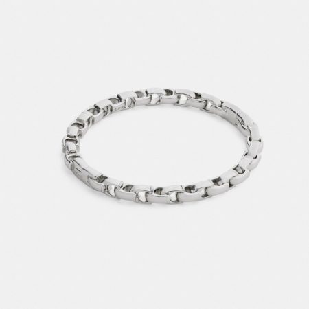 Coach Signature Chain Hinged Bangle - Preorder — Silver