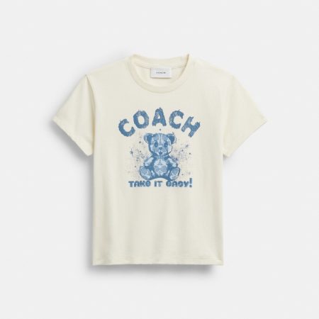Coach Outlet Teddy Shrunken T-Shirt - Preorder — Cream
