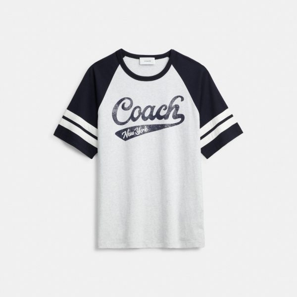 Coach Sporty Script Raglan Crewneck T-Shirt In Organic Cotton - Preorder