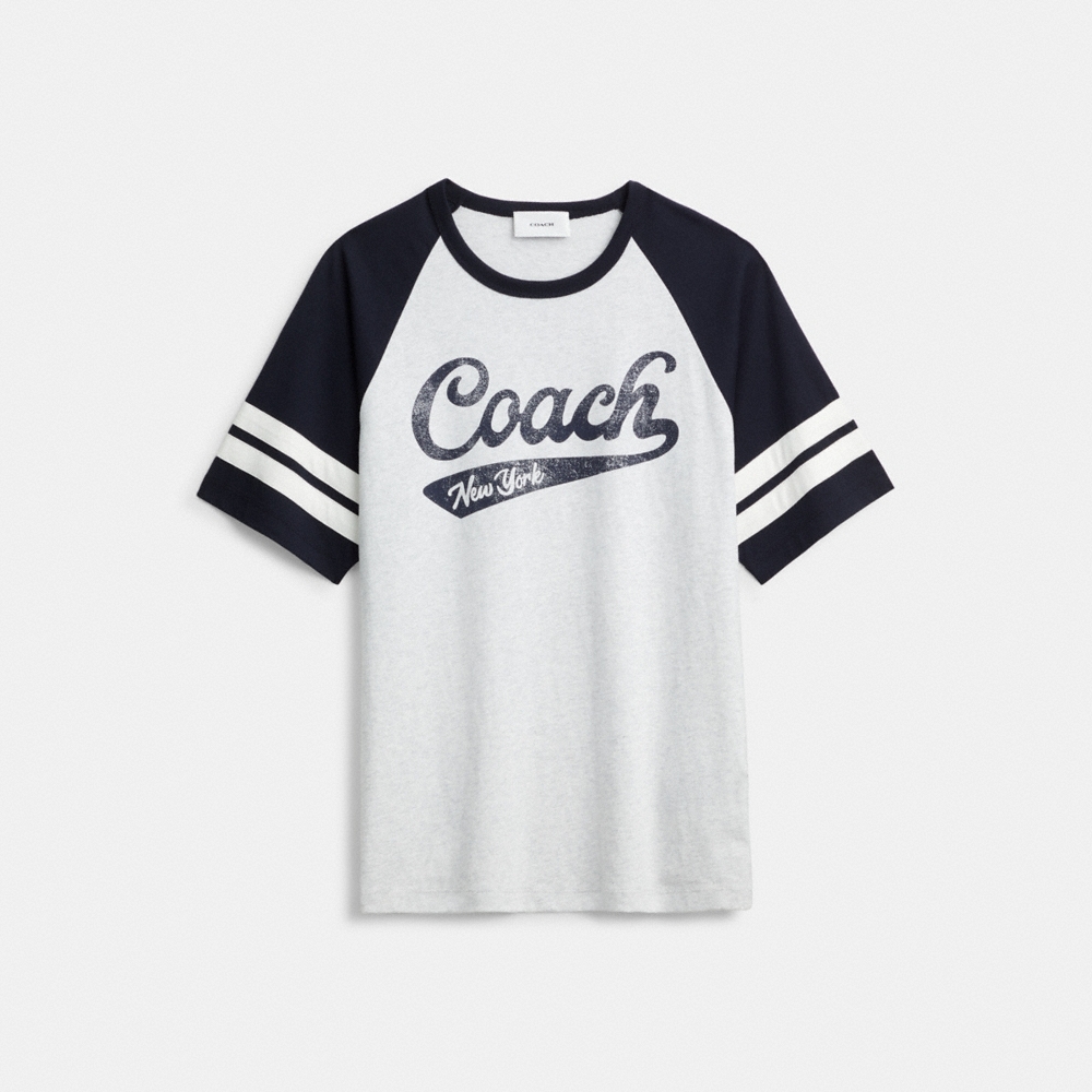 Coach Sporty Script Raglan Crewneck T-Shirt In Organic Cotton - Preorder