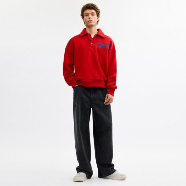 Coach Sporty Script Long Sleeve Relaxed Polo Sweatshirt - Preorder
