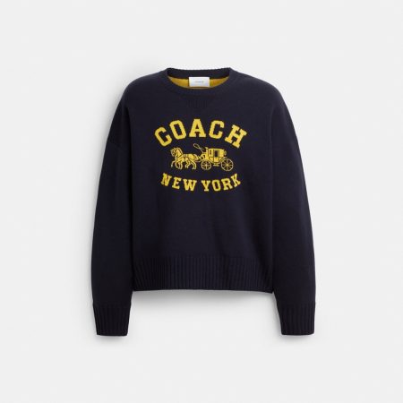 Coach Outlet Double Face Crewneck Sweater - Preorder — Navy