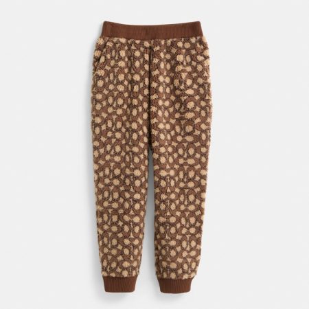 Coach Restored Signature Sherpa Joggers - Preorder — Dark Brown Peanut