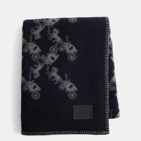 Coach Restored Horse And Carriage Print Blanket Scarf - Preorder — Midnight Navy