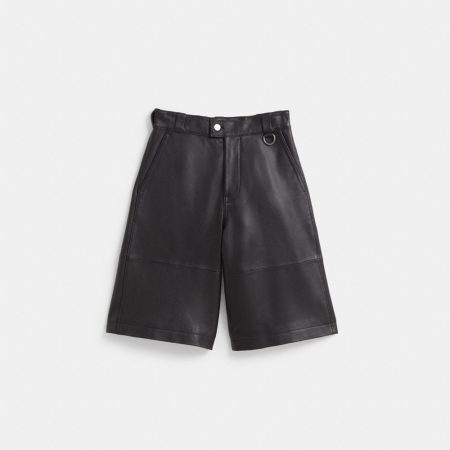 Coach Restored Leather Shorts - Preorder — Solid Black