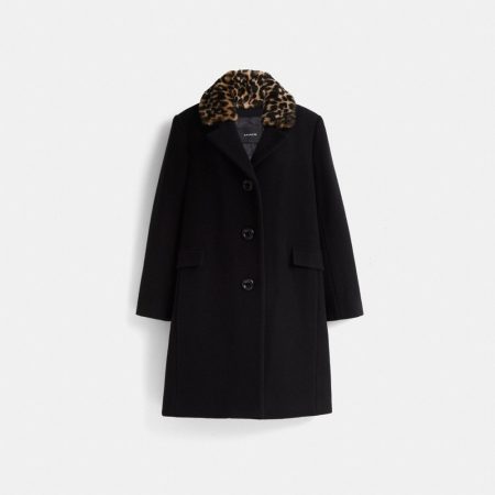 Coach Restored Wool Coat With Shearling Collar - Preorder — Black