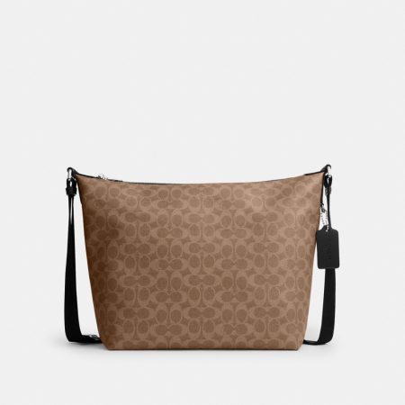 Coach Outlet Finn Hobo Bag 32 In Signature Canvas - Preorder — Silver/Tan Black