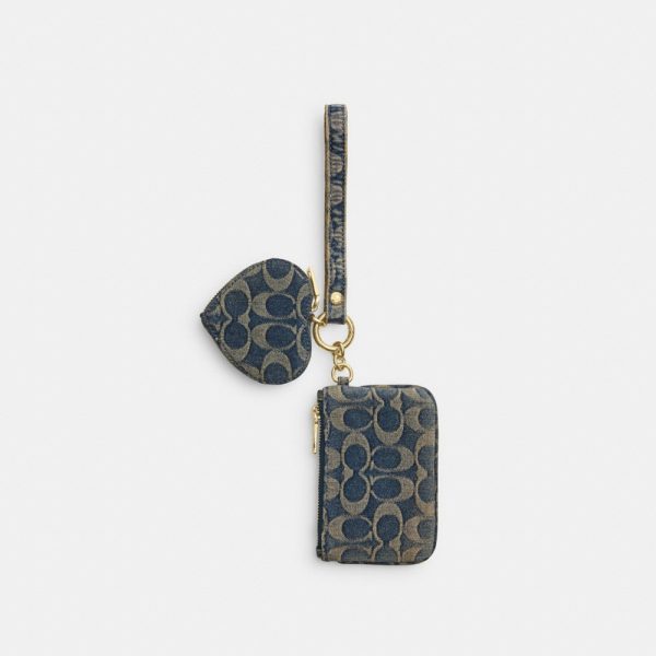 Coach Outlet Wristlet And Heart Pouch In Signature Regenerative Cotton Denim - Preorder