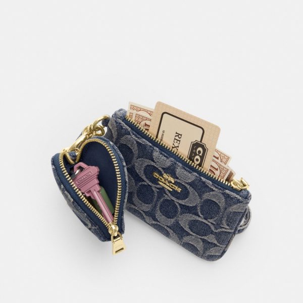 Coach Outlet Wristlet And Heart Pouch In Signature Regenerative Cotton Denim - Preorder