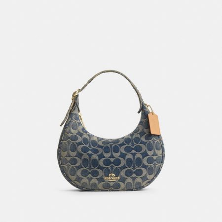 Coach Outlet Emily Shoulder Bag In Signature Regenerative Cotton Denim - Preorder — Brass/Denim