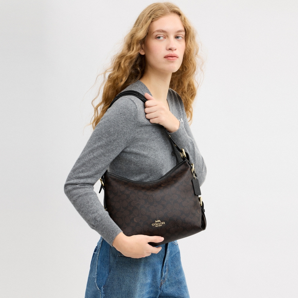 Coach Outlet Laurel Shoulder Bag With Buckles In Signature Canvas - Preorder