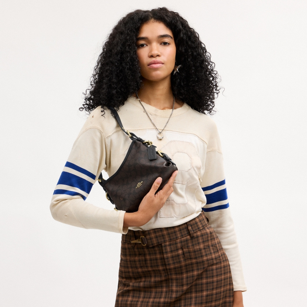 Coach Outlet Laurel Shoulder Bag 22 With Buckles In Signature Canvas - Preorder