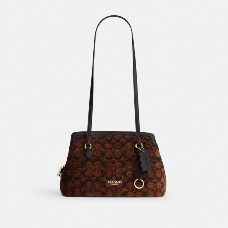 Coach Outlet Elise Shoulder Bag In Signature Chenille - Preorder — Brass/Truffle
