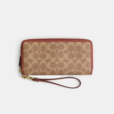 Coach Restored Essential Continental Wallet In Signature Canvas - Preorder — Brass/Tan/Rust