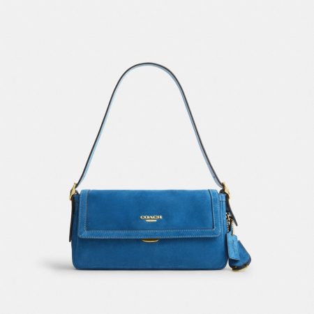 Coach Outlet Etta Small Flap Shoulder Bag - Preorder — Brass/Blue Jay