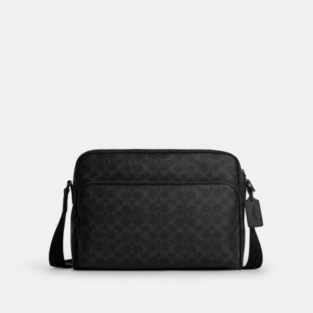 Coach Outlet Colton Crossbody Bag 34 In Signature Canvas - Preorder — Matte Black/Black Signature