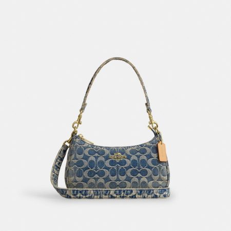 Coach Outlet Teri Shoulder Bag In Signature Regenerative Cotton Denim - Preorder — Brass/Denim