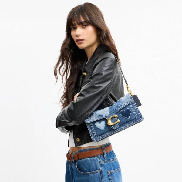 Coach Tabby Shoulder Bag 26 In Regenerative Cotton Denim With Hearts - Preorder