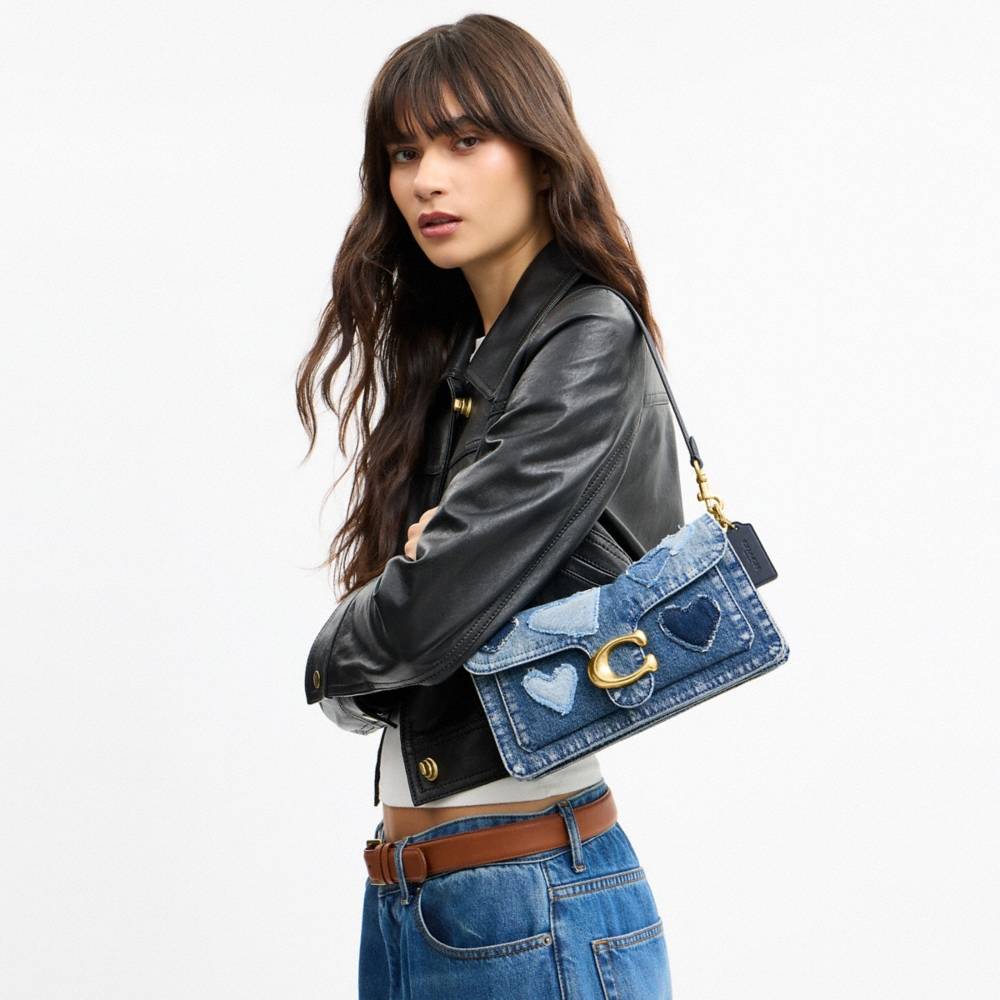 Coach Tabby Shoulder Bag 26 In Regenerative Cotton Denim With Hearts - Preorder