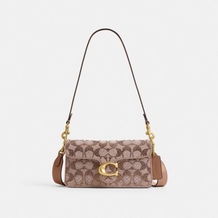 Coach Outlet Soft Tabby Shoulder Bag 20 In Crystal Signature Jacquard - Preorder — Brass/Mushroom