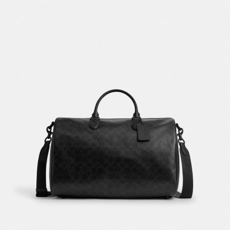 Coach Outlet Rowan Satchel Bag 40 In Signature Cotton - Preorder — Matte Black/Black