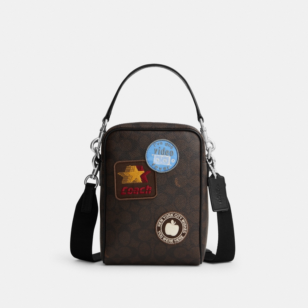 Coach Outlet Tristan Crossbody Bag 14 In Signature Canvas With Patches - Preorder