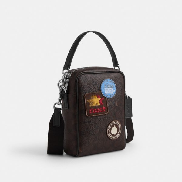 Coach Outlet Tristan Crossbody Bag 14 In Signature Canvas With Patches - Preorder