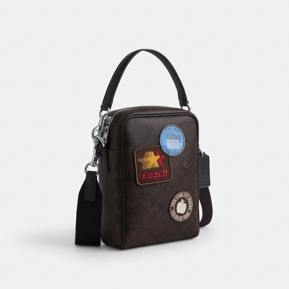 Coach Outlet Tristan Crossbody Bag 14 In Signature Canvas With Patches - Preorder