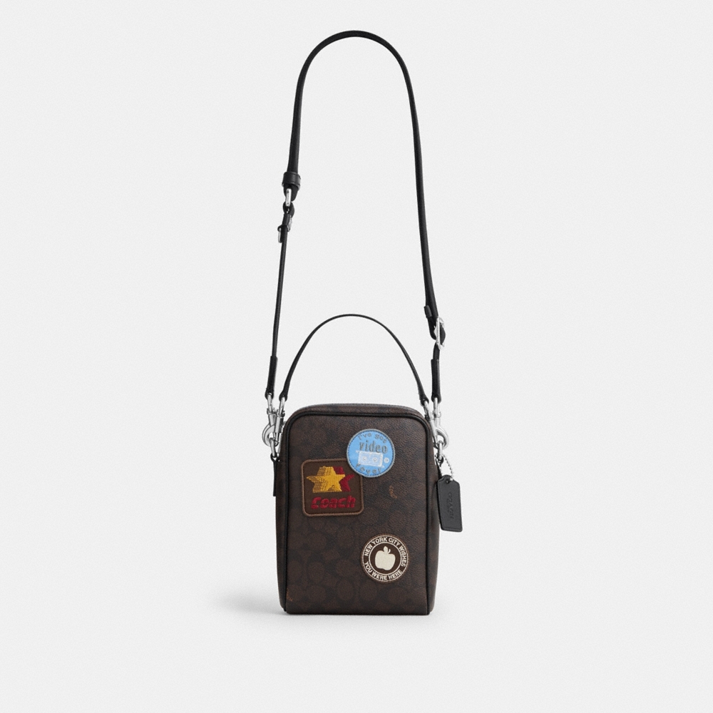 Coach Outlet Tristan Crossbody Bag 14 In Signature Canvas With Patches - Preorder