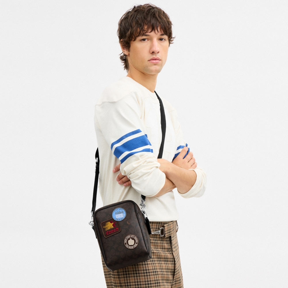 Coach Outlet Tristan Crossbody Bag 14 In Signature Canvas With Patches - Preorder