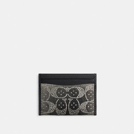Coach Essential Card Case With Crystal Signature - Preorder — Silver/Black