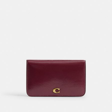 Coach Essential Slim Card Case - Preorder — Brass/Dark Cherry