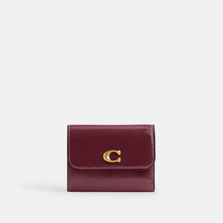 Coach Essential Card Holder Wallet - Preorder — Brass/Dark Cherry