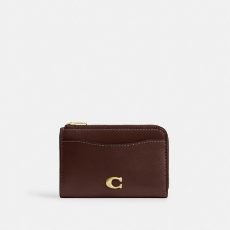 Coach Essential Key Zip Card Case - Preorder — Brass/Maple