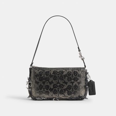 Coach Plaza Bag In Regenerative Cotton Denim With Loved Crystal Signature - Preorder — Silver/Black