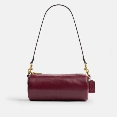 Coach Barrel Bag - Preorder — Brass/Dark Cherry
