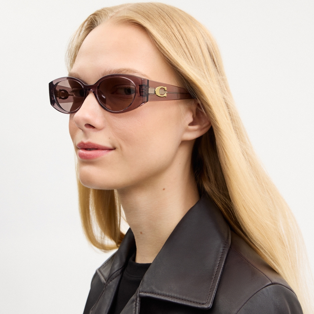 Coach Maxi Sculpted C Narrow Round Sunglasses - Preorder