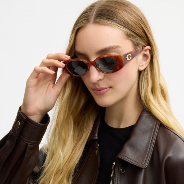 Coach Maxi Sculpted C Narrow Round Sunglasses - Preorder