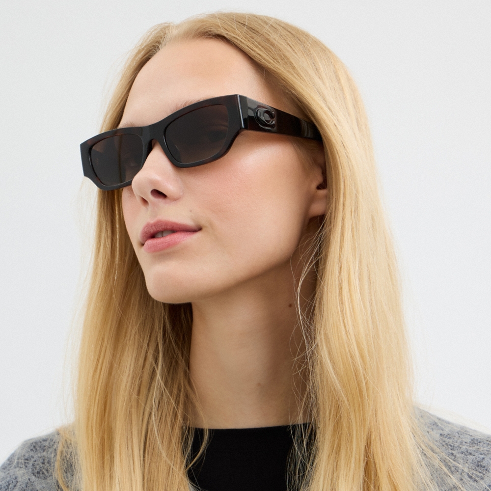 Coach Maxi Sculpted C Narrow Round Sunglasses - Preorder