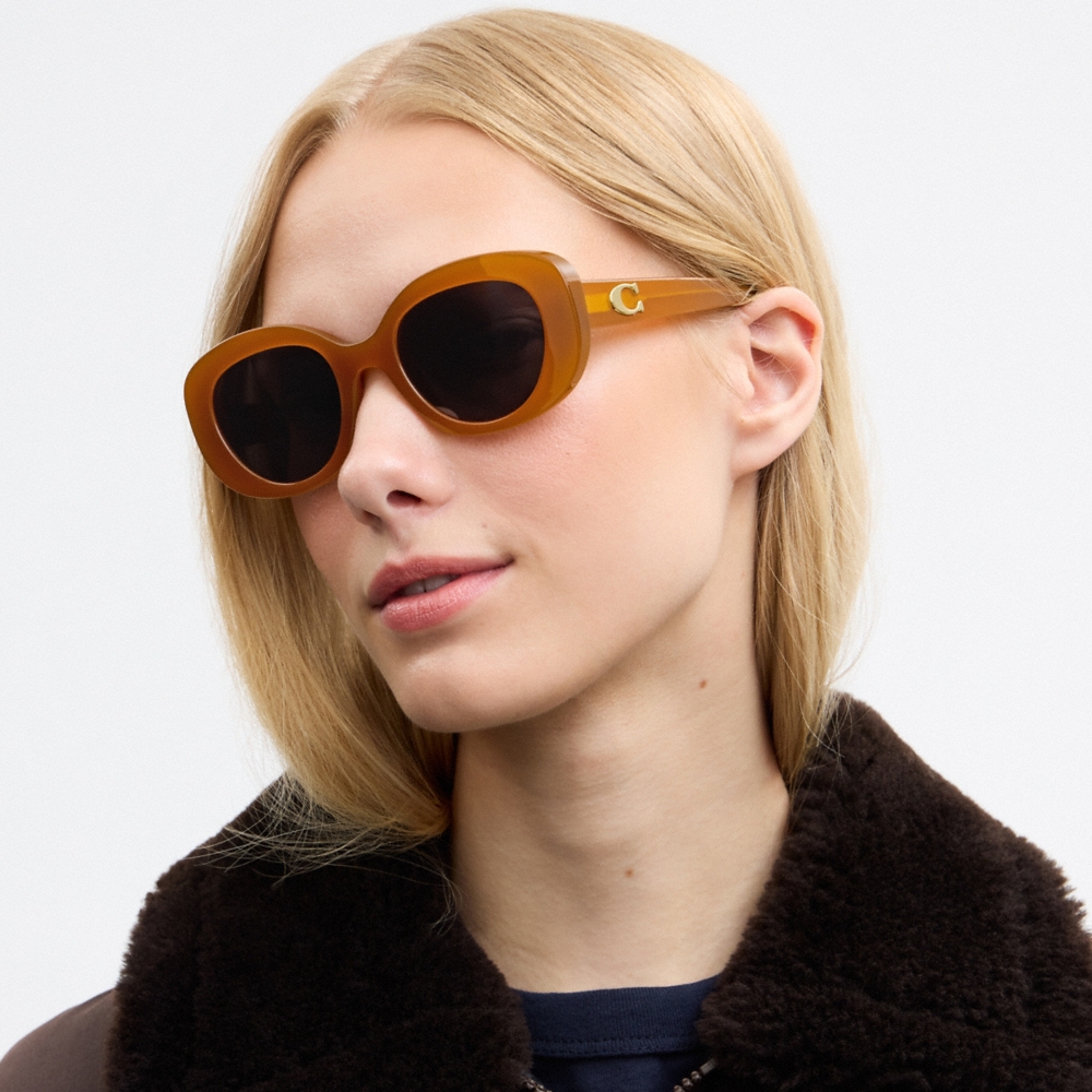 Coach Maxi Sculpted C Oversized Round Sunglasses - Preorder - Image 8
