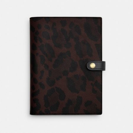 Coach Outlet Notebook With Leopard Print - Preorder — Brass/Dark Leopard