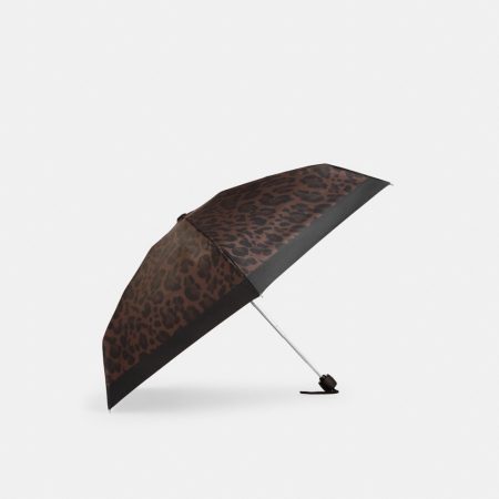 Coach Outlet Uv Protection Mini Umbrella With Leopard Print - Preorder — Silver/Dark Leopard