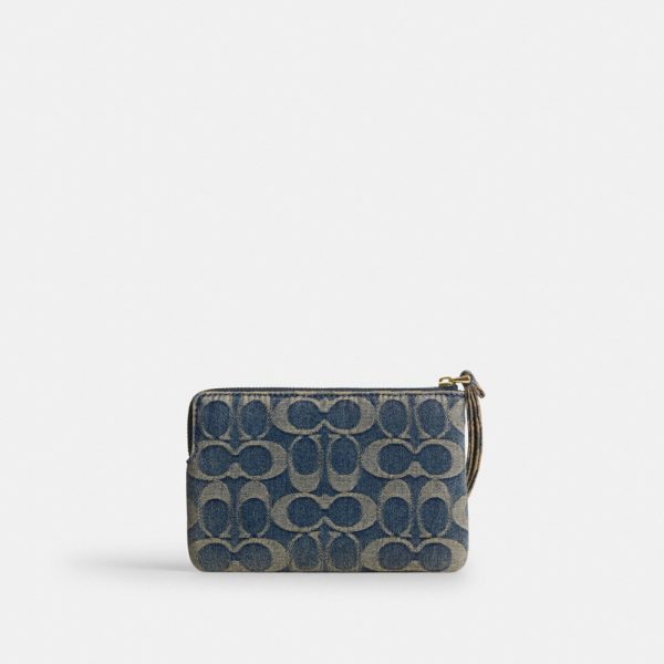 Coach Outlet Corner Zip Wristlet In Signature Regenerative Cotton Denim - Preorder