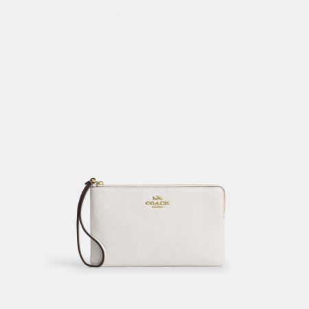 Coach Outlet Large Corner Zip Wristlet - Preorder — Brass/Chalk