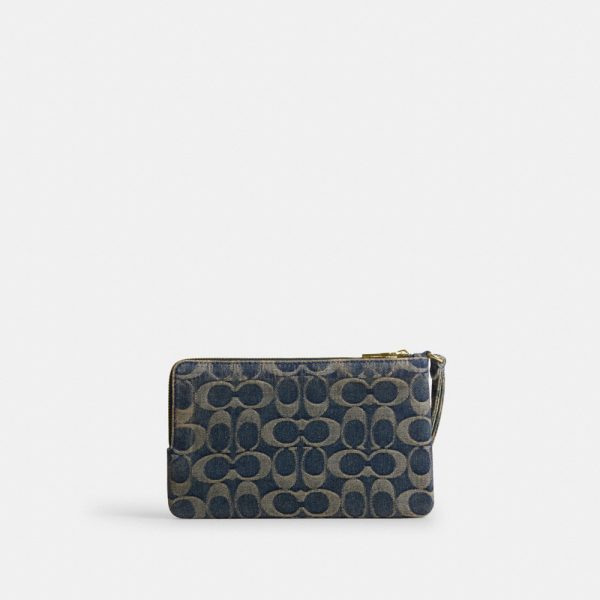 Coach Outlet Double Zip Wristlet In Signature Regenerative Cotton Denim - Preorder