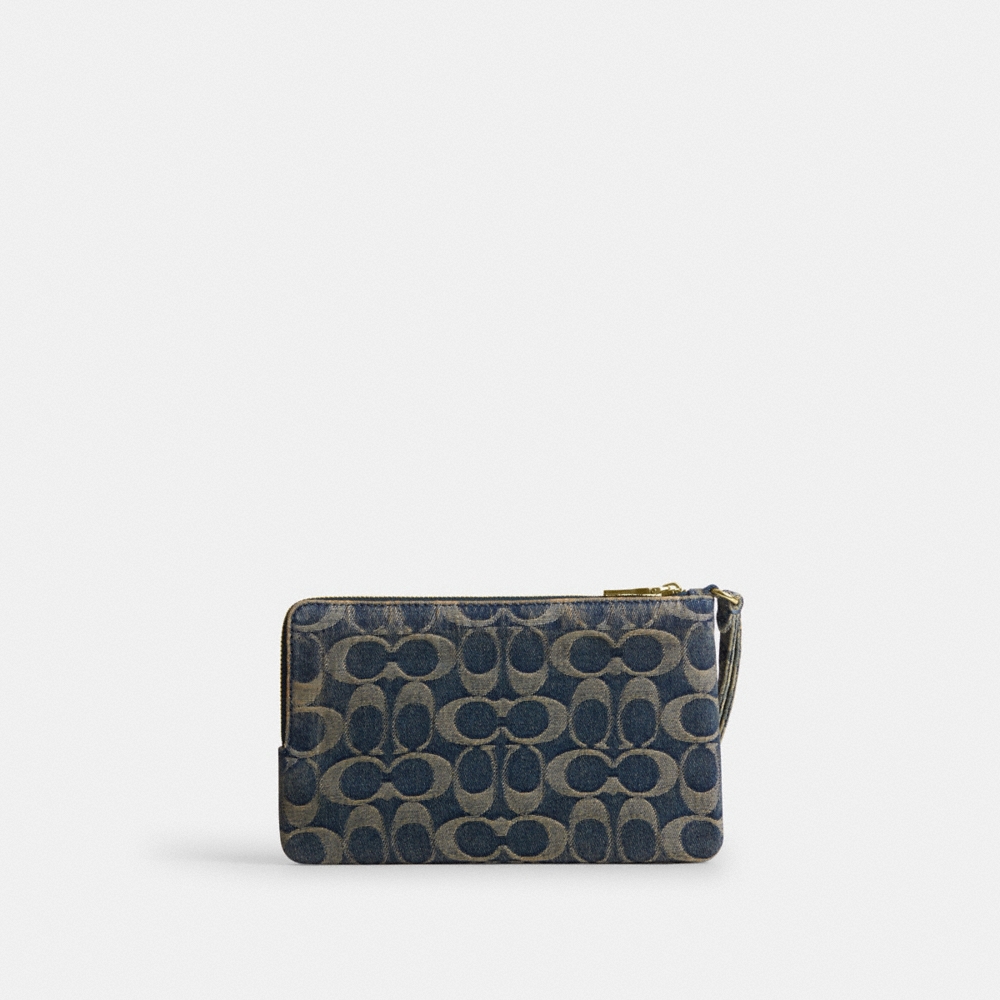Coach Outlet Double Zip Wristlet In Signature Regenerative Cotton Denim - Preorder