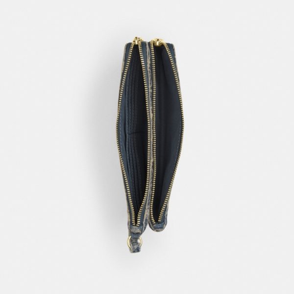Coach Outlet Double Zip Wristlet In Signature Regenerative Cotton Denim - Preorder