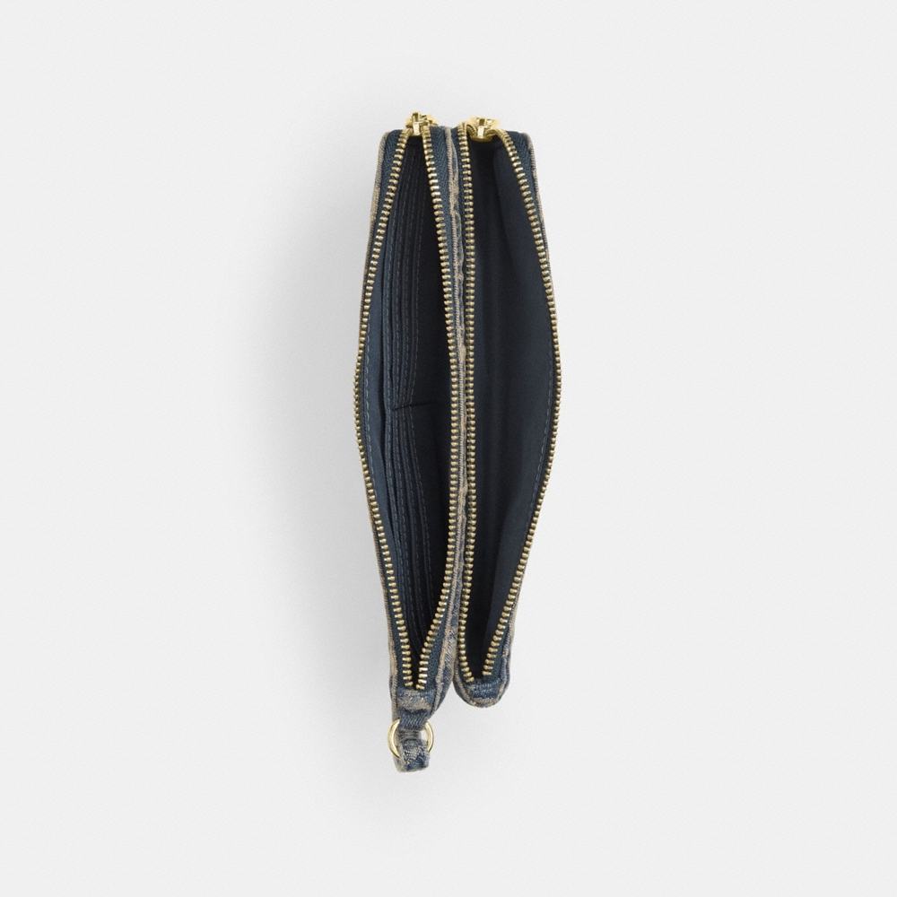Coach Outlet Double Zip Wristlet In Signature Regenerative Cotton Denim - Preorder
